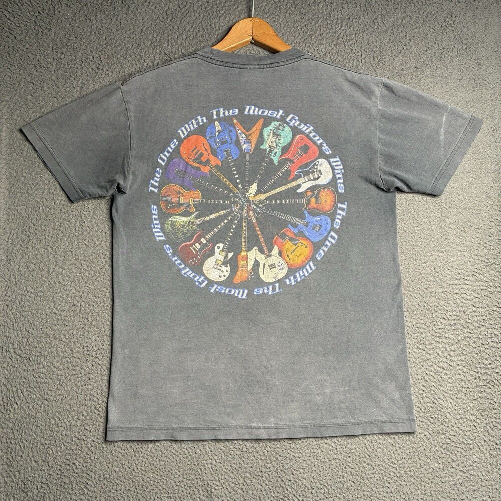 VTG Guitar T Shirt Faded Black Burnout Gradient Men’s Medium Distressed Grunge